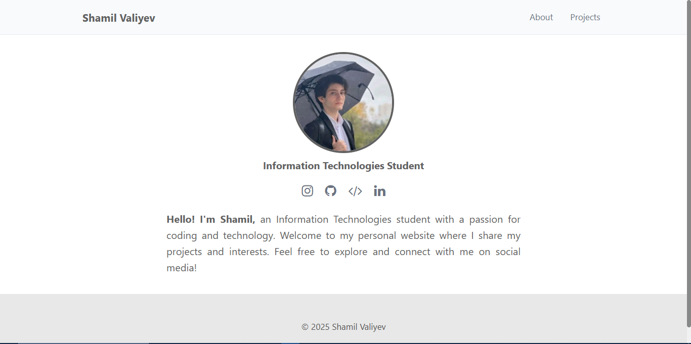 Screenshot of Personal Portfolio project
